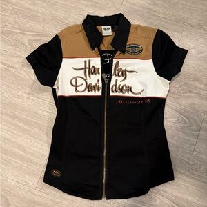 Harley-Davidson Black, Brown, and White Shirt